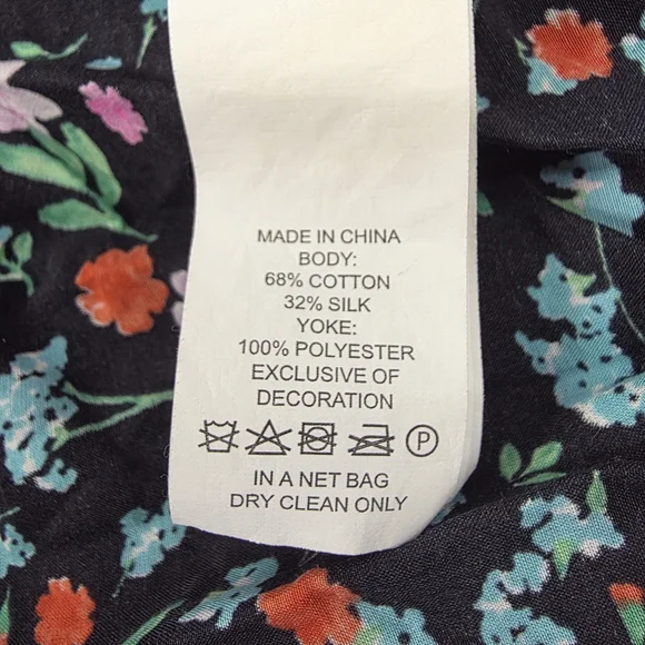 Kate Spade New York Top Black Floral Greenhouse Lace Yoke Tassels Boho Size L - Picture 12 of 12